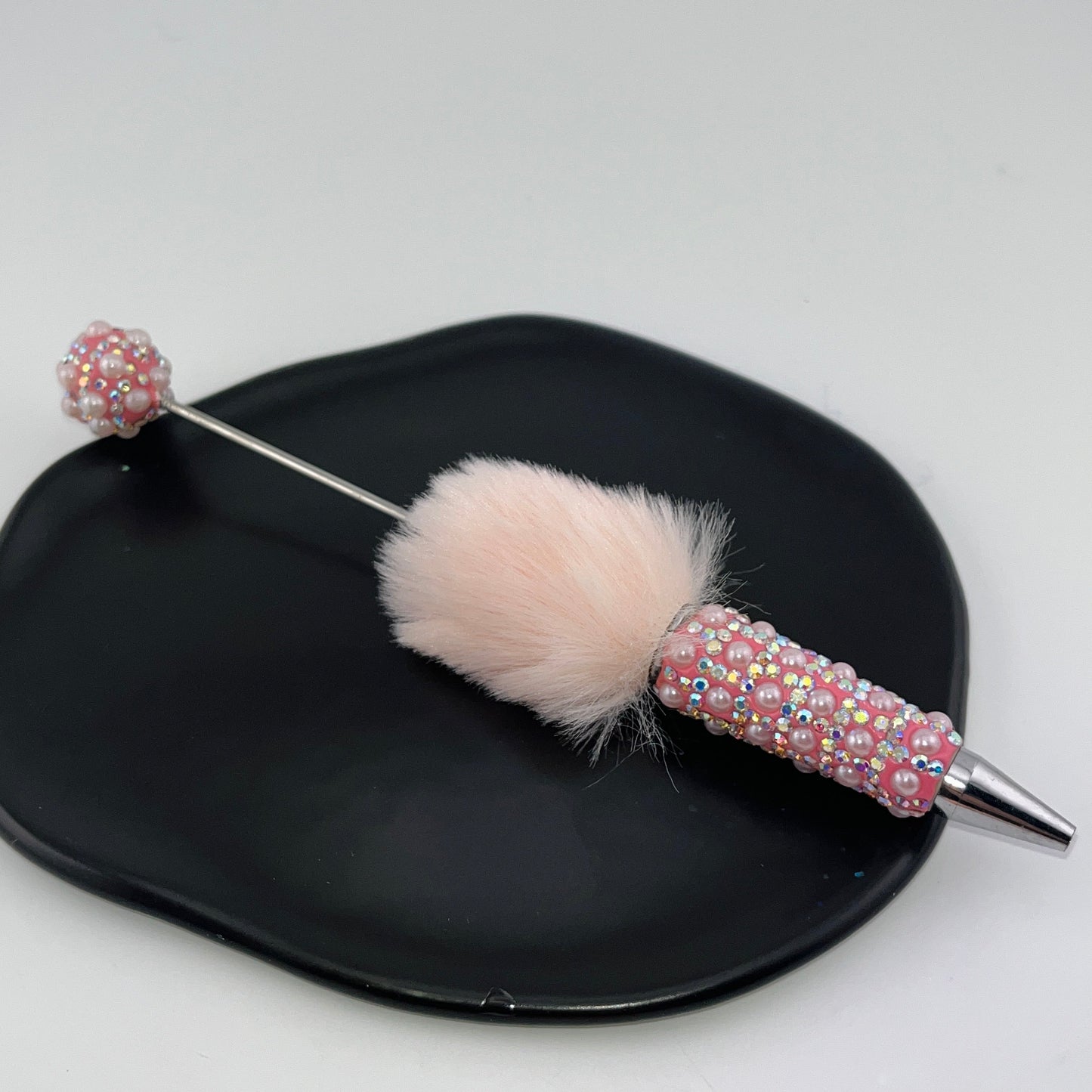 FS1507-Pearl Sparkling Beadable Pen With Flufy
