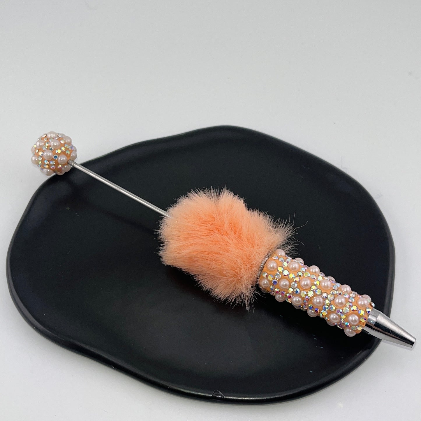 FS1507-Pearl Sparkling Beadable Pen With Flufy