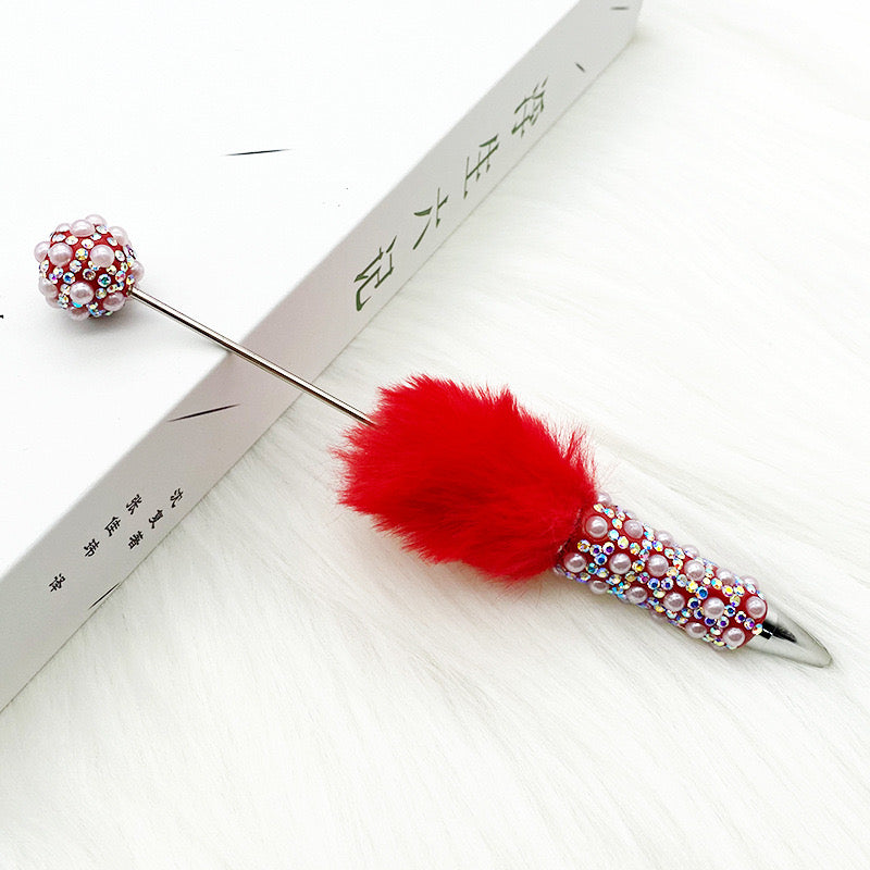 FS1507-Pearl Sparkling Beadable Pen With Flufy
