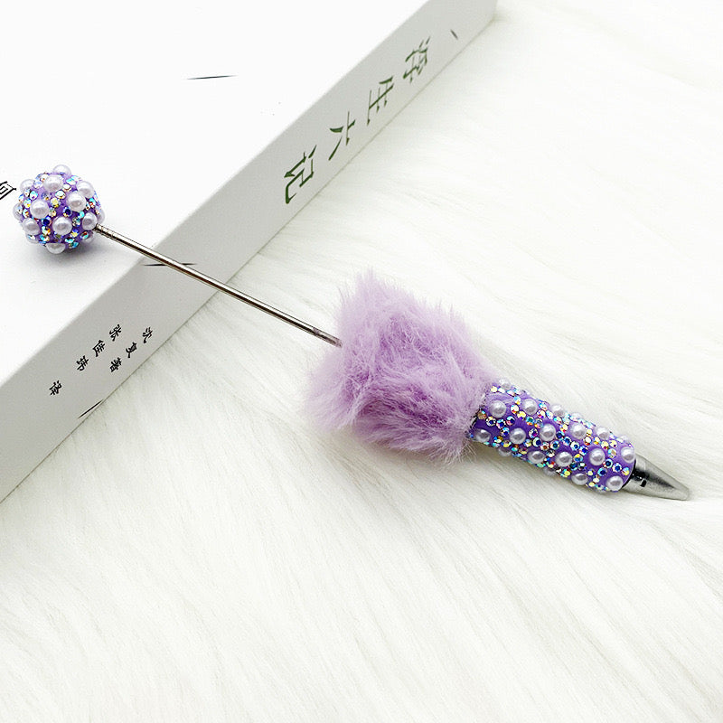 FS1507-Pearl Sparkling Beadable Pen With Flufy