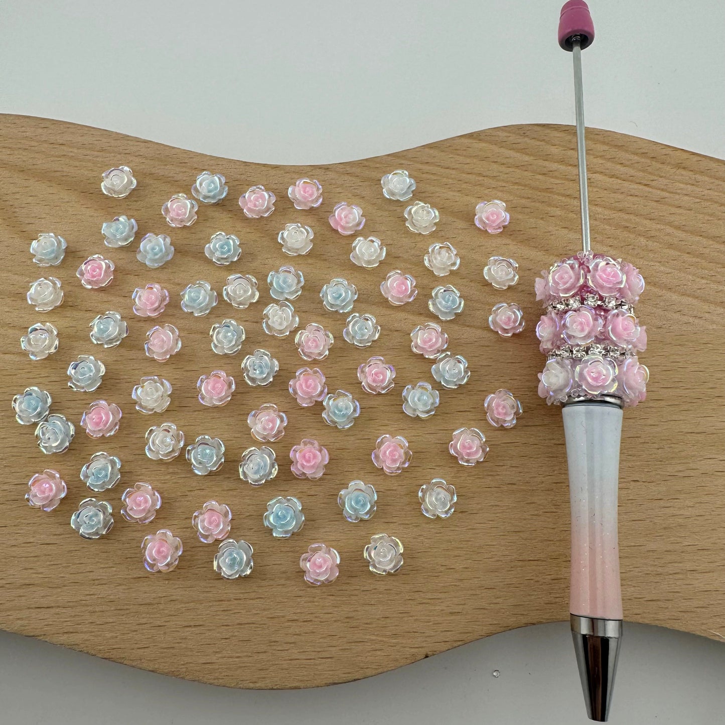 FS0914-8MM UV Glowing Rose Flower Nail Resin Charms For Making Fancy Pen Or Fancy Beads
