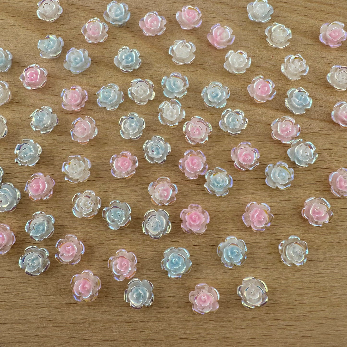 FS0914-8MM UV Glowing Rose Flower Nail Resin Charms For Making Fancy Pen Or Fancy Beads