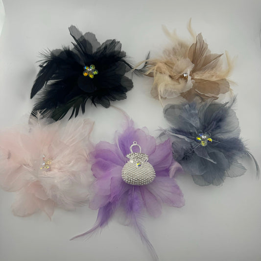 FS1477-Farbic Flower Feather Patch For Making Fancy Beads