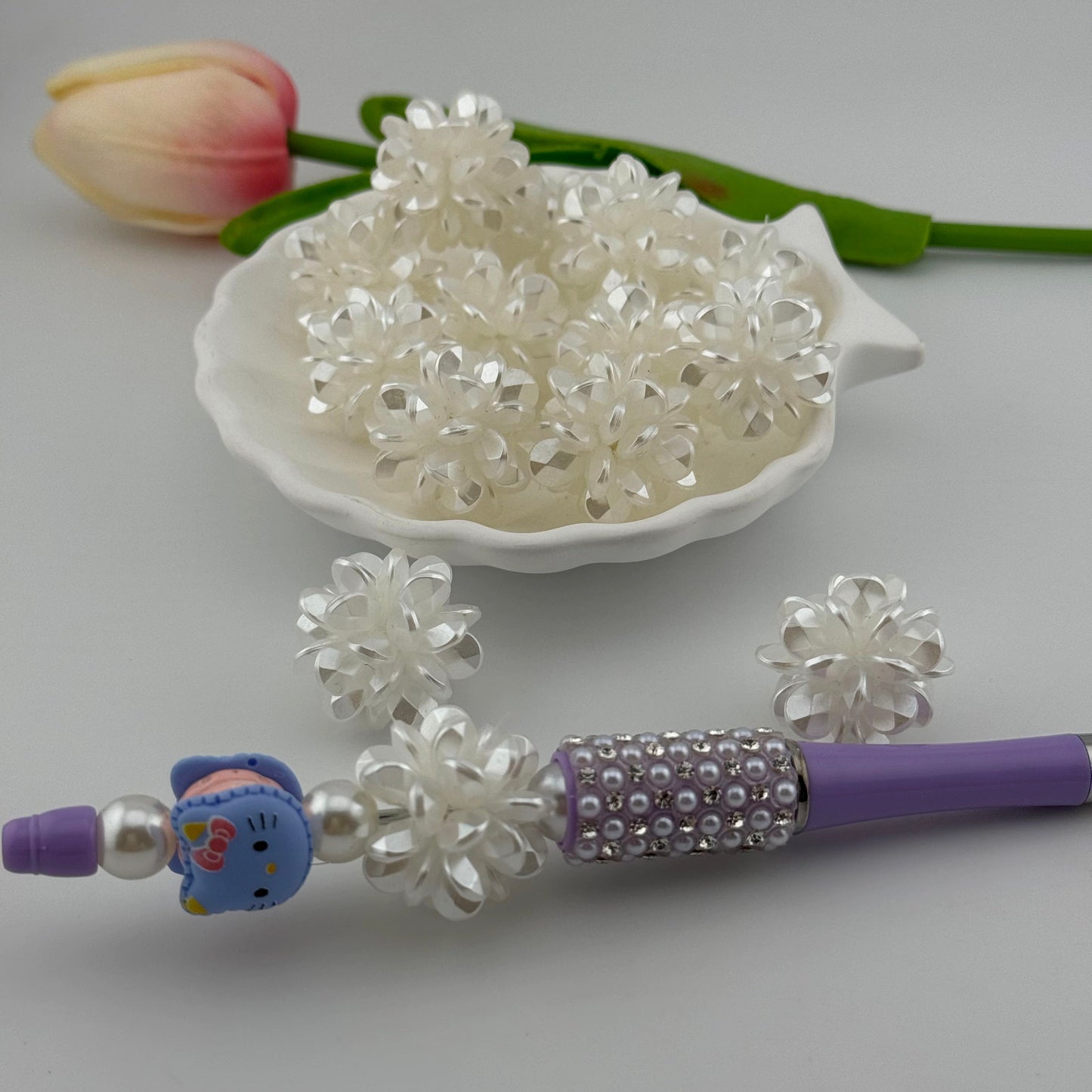FS0320- 22MM 3D Pearl Flower Ball Beads Fit For Beadable Pens