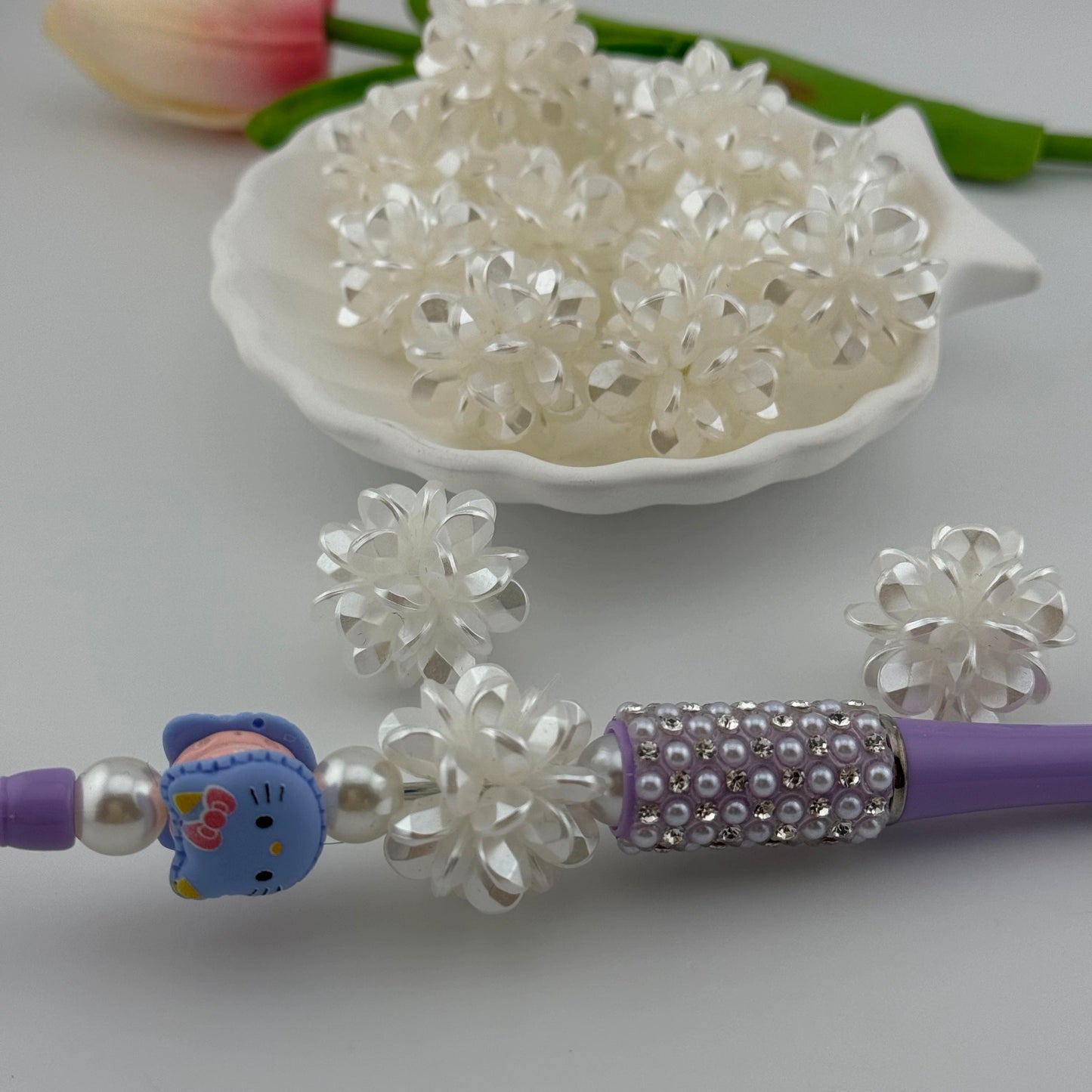 FS0320- 22MM 3D Pearl Flower Ball Beads Fit For Beadable Pens