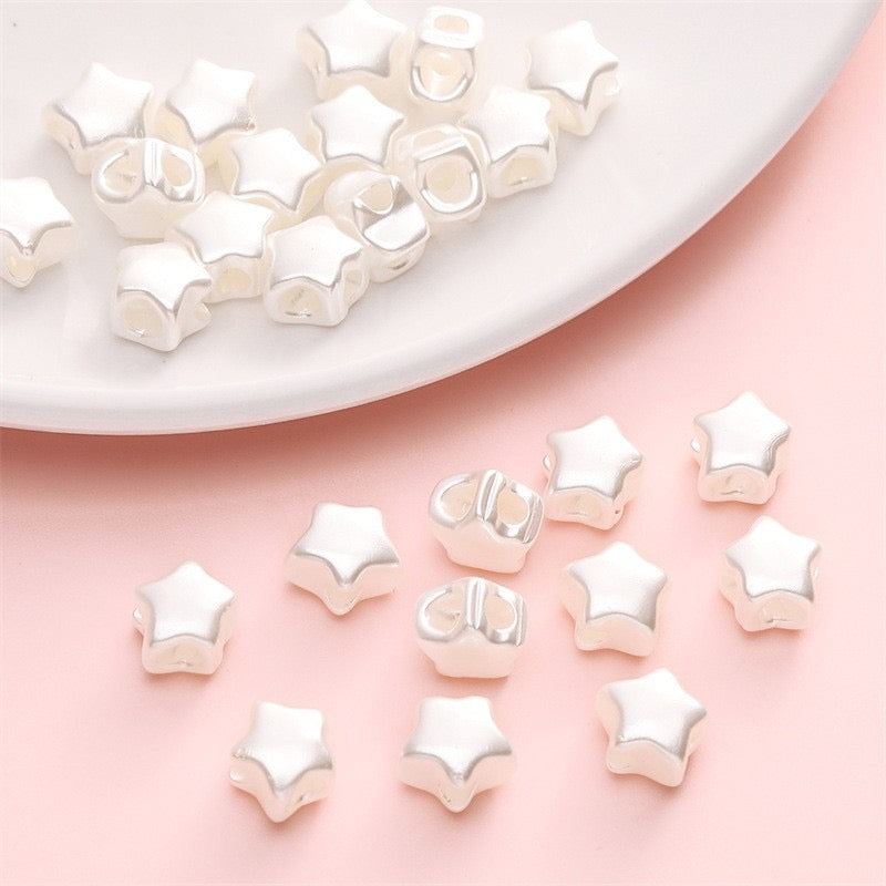 FS0085-9*8MM Size Mixed Colors Imitation Pearls Stars 4 Hole Beads Fit For Beadable Pens