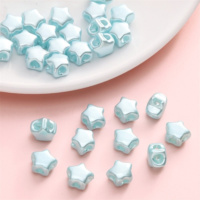 FS0085-9*8MM Size Mixed Colors Imitation Pearls Stars 4 Hole Beads Fit For Beadable Pens