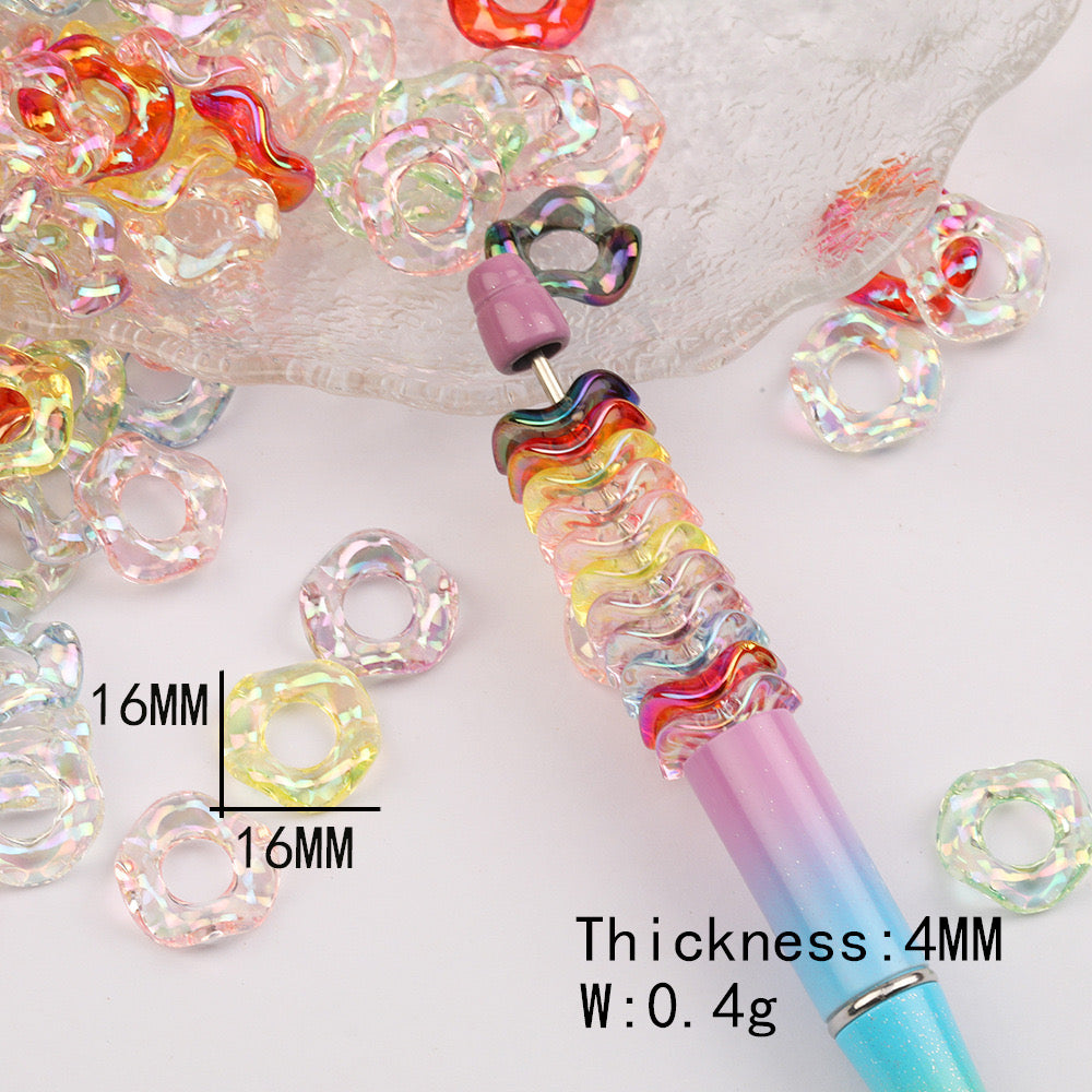 FS1108-16MM Mixed Color WavyPlastic Spacer Fit For Beadspen Beads