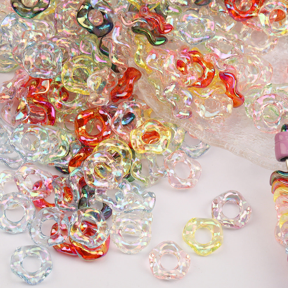 FS1108-16MM Mixed Color WavyPlastic Spacer Fit For Beadspen Beads