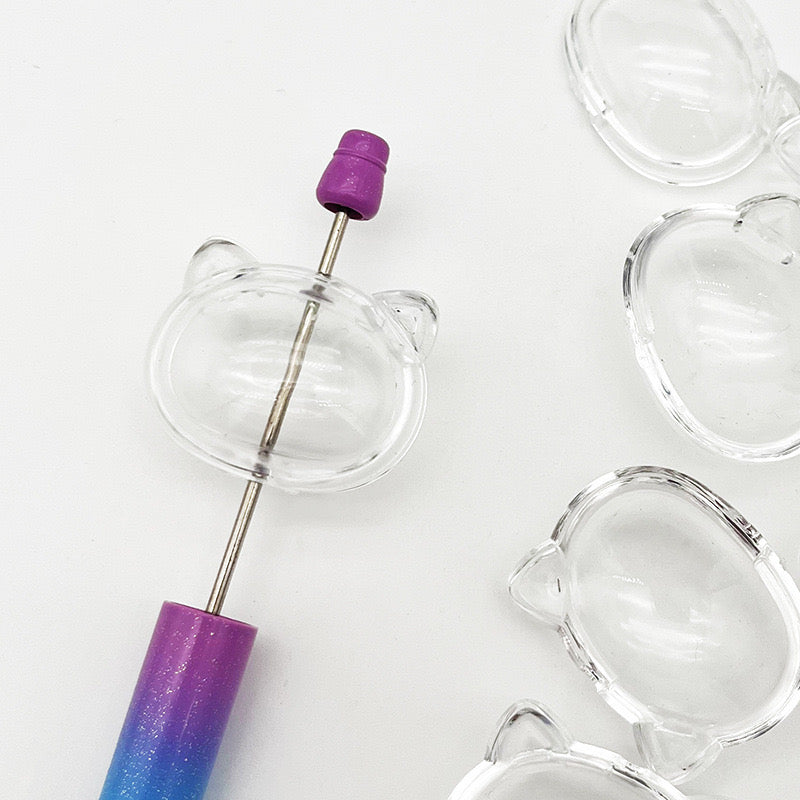 FS0872-35*28MM Cat Head Clear Box Shaker Acrylic Beads Fit For Beadable Pens