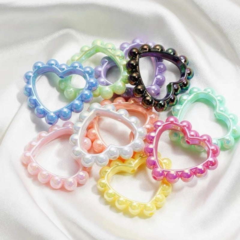 FS2389-39MM Mixed Color Solid Color Heart-shaped Acrylic Bead Frame Fit For Beadable Pens