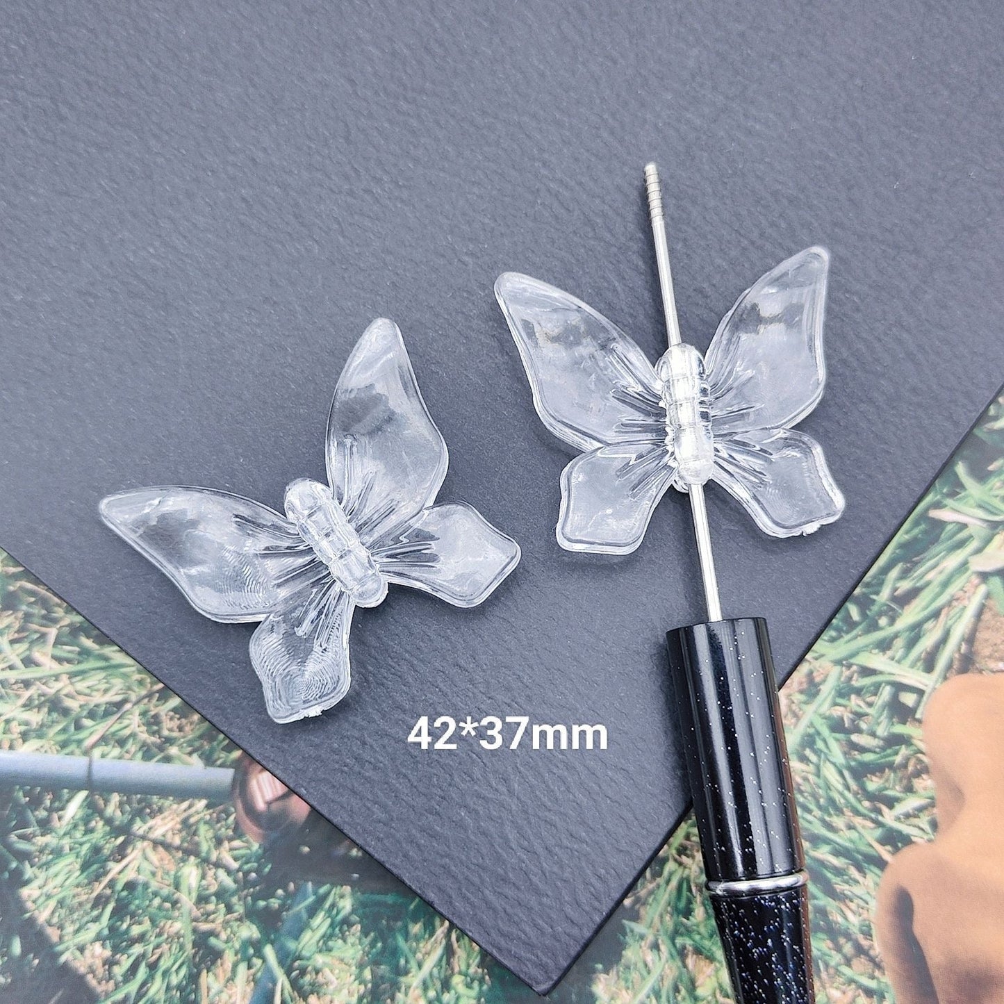 FS1598-42*47MM Clear Butterfly Acrylic Based Beads Fit For Beadable Pens