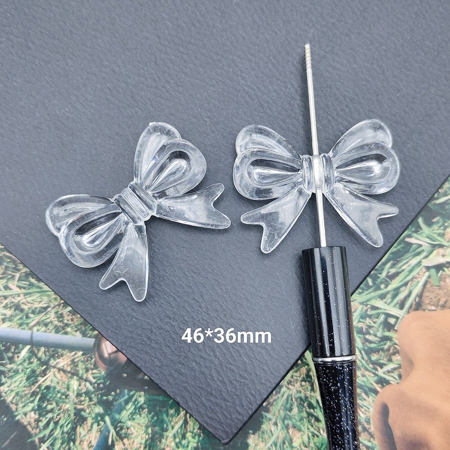 FS1588-46*36MM Clear Bow Based Beads Fit For Beadable Pens