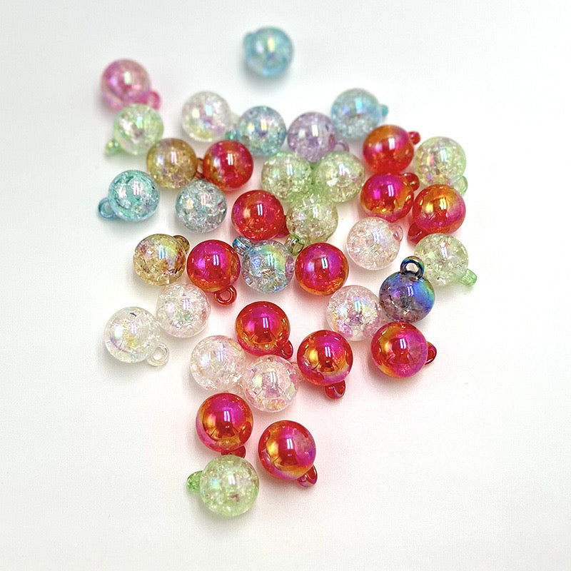 FS1602-16MM Crack Round Dangle Charms Beads For Making Car Hangers