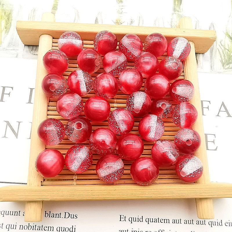 FS1755-Mixed Color 12MM Gradient Color Glitter Resin Beads Fit For Beadabple Pens