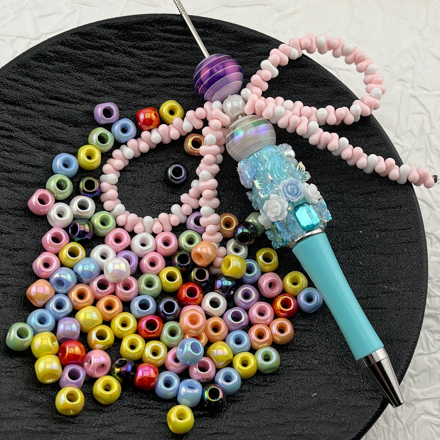 FS0083- 8MM Mixed Color UV 4 Hole Aceylic beads Fit For Beadable Pens