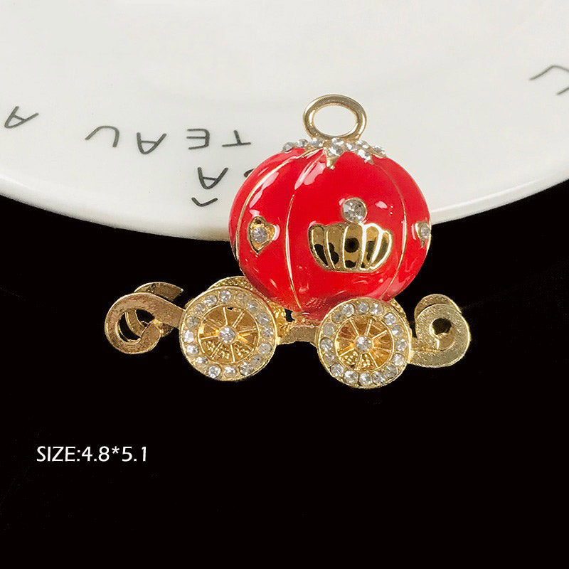 FS1426-4.8*5.1mm Pumpkin Cart Alloy Charms, Alloy Cinderella Pumpkin Cart