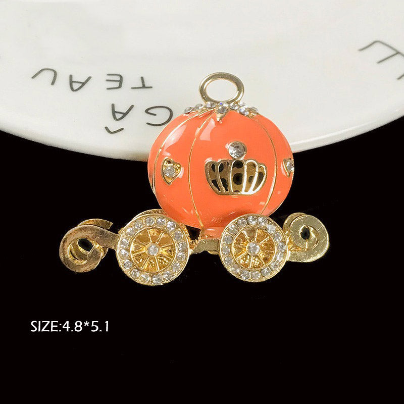FS1426-4.8*5.1mm Pumpkin Cart Alloy Charms, Alloy Cinderella Pumpkin Cart