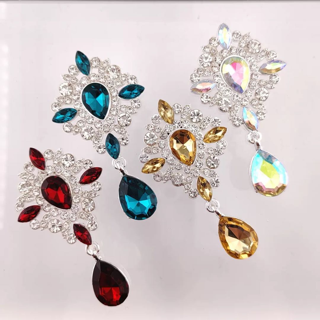 FS4354-65*36.5mm Diamond - Studded Gemstones, Alloy Charms