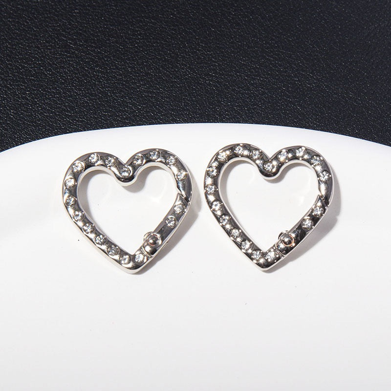 FS4624-2.5*2.6cm Double Side With Diamond Heart Metal Key Ring