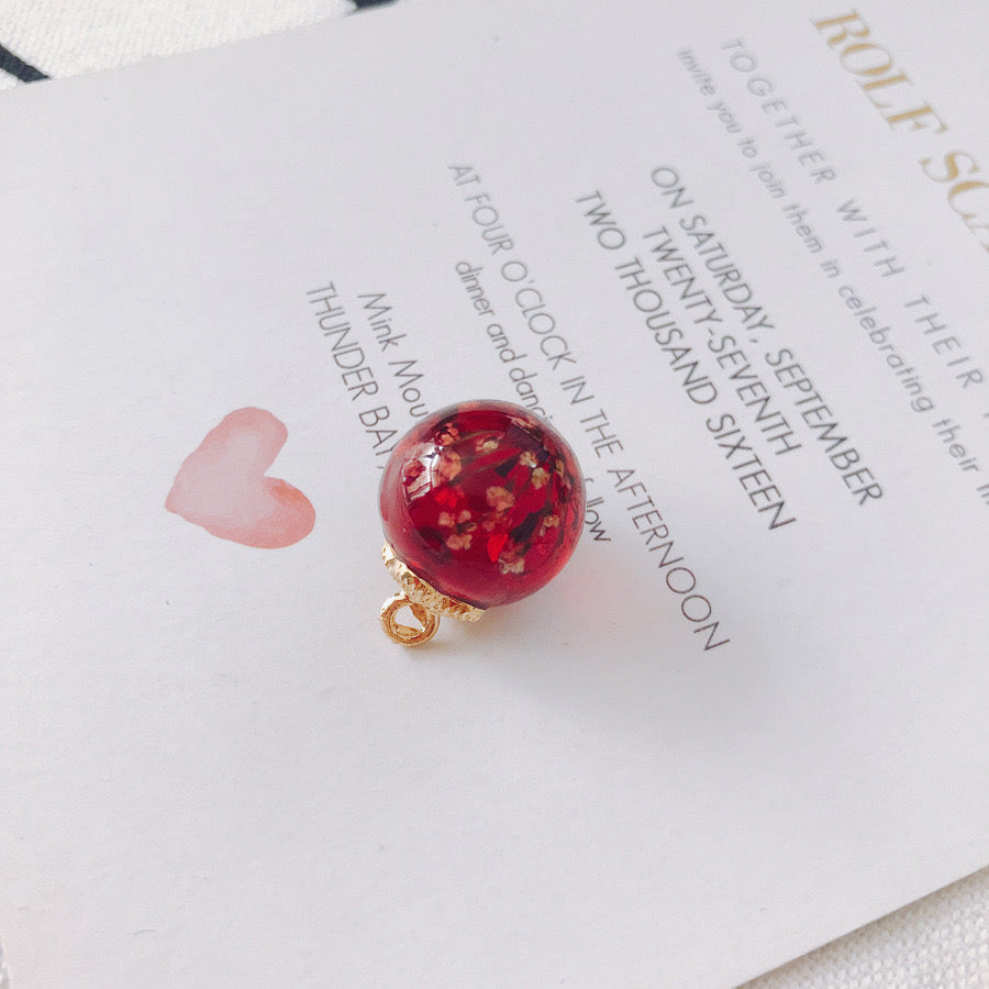 FS3460- 16MM Real Dried Flower Resin Glass Charms For Making Car Hangers