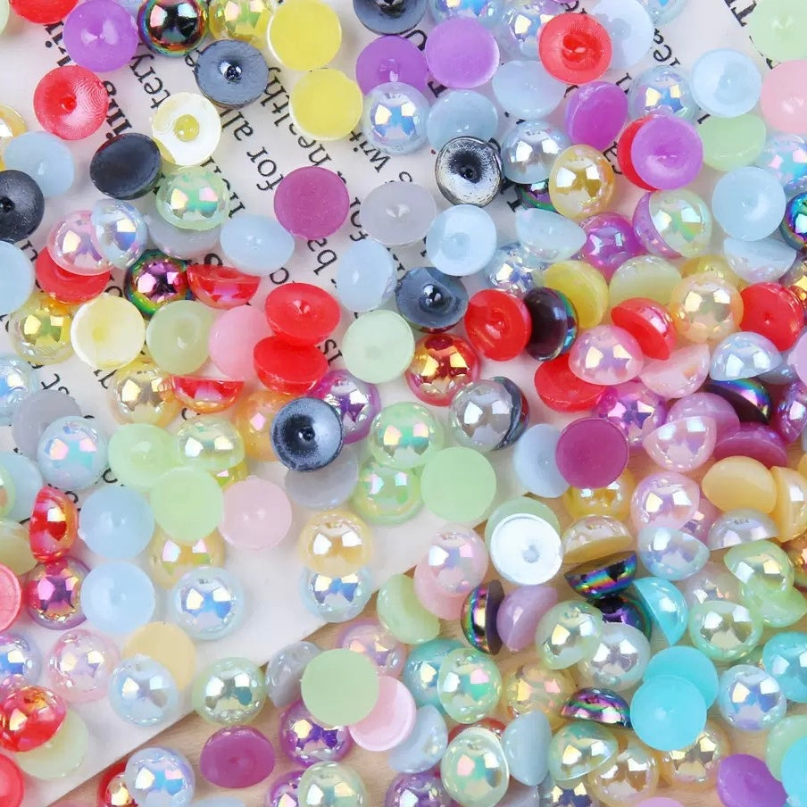 FS3639-4mm AB Half Pearl Looking Half Acrylic Pearl Patch For Making Fancy Beads Or Fancy Pen