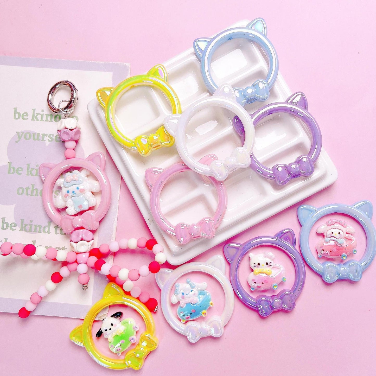 FS2459-40¡Á40mm UV Shiny Color Cat Head Bead Frame Acrylic Beads Fit For Beadable Pens