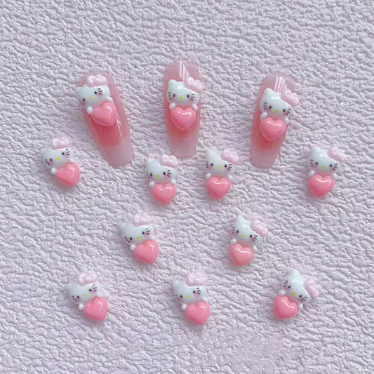 FS4102- 9*14Mm Hk With Heart Charms Kitty Holding Heart Patches