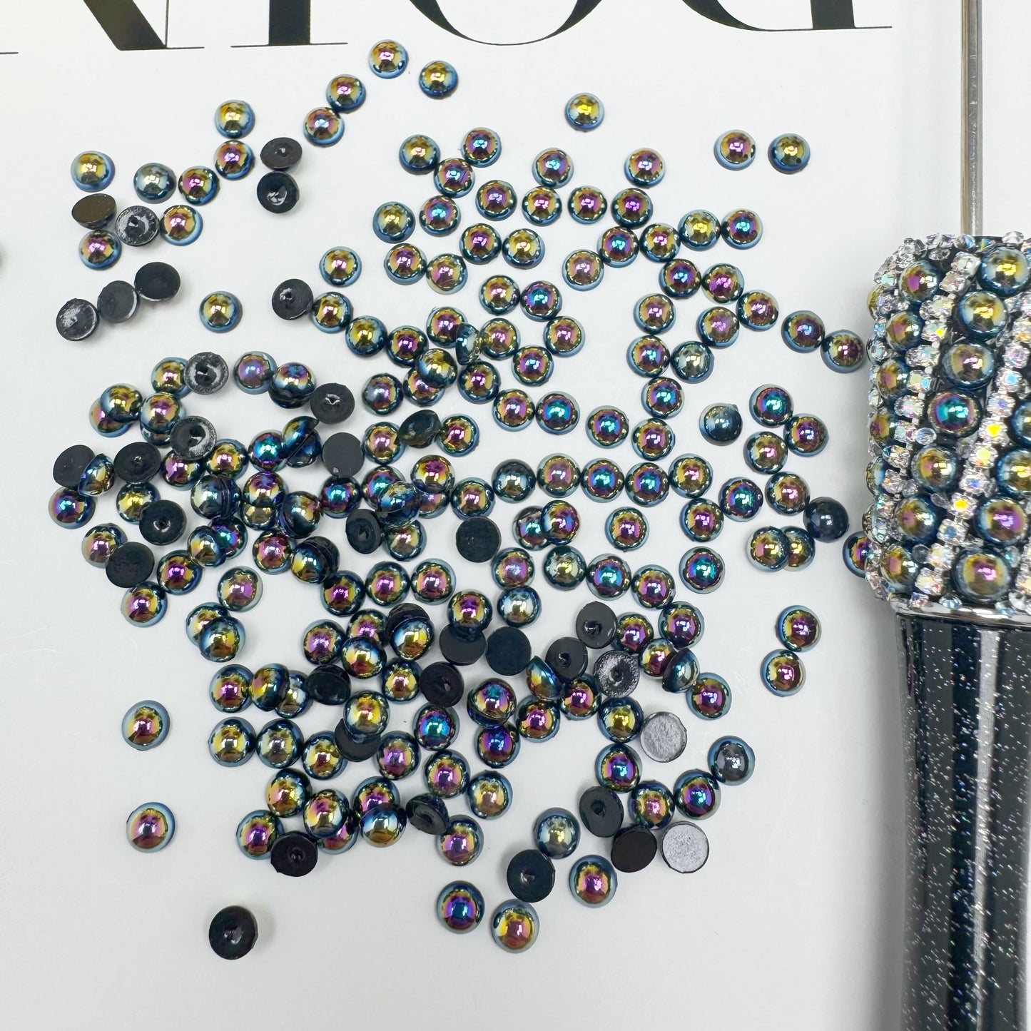 FS3639-4mm AB Half Pearl Looking Half Acrylic Pearl Patch For Making Fancy Beads Or Fancy Pen