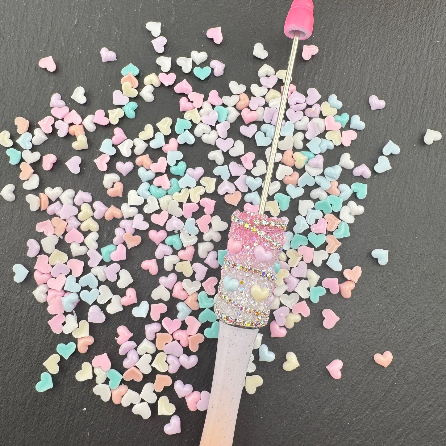 FS5380-About 5mm*5mm Random Mixed Color Resin Heart Nail Charms For Making Fancy Beads Or Fancy Beadable Pens