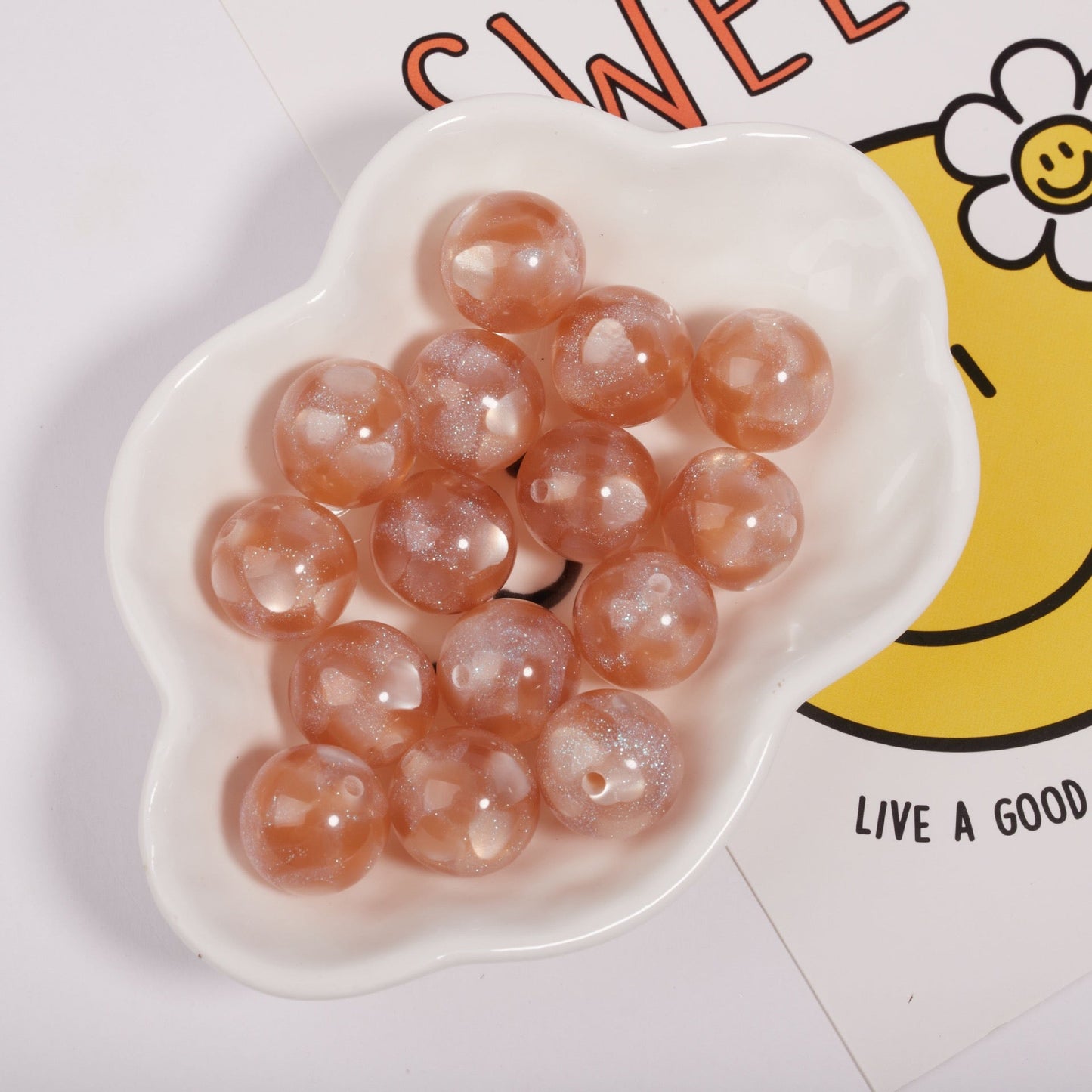 FS1935-Gliter Heart Resin Beads Fit For Beadable Pens