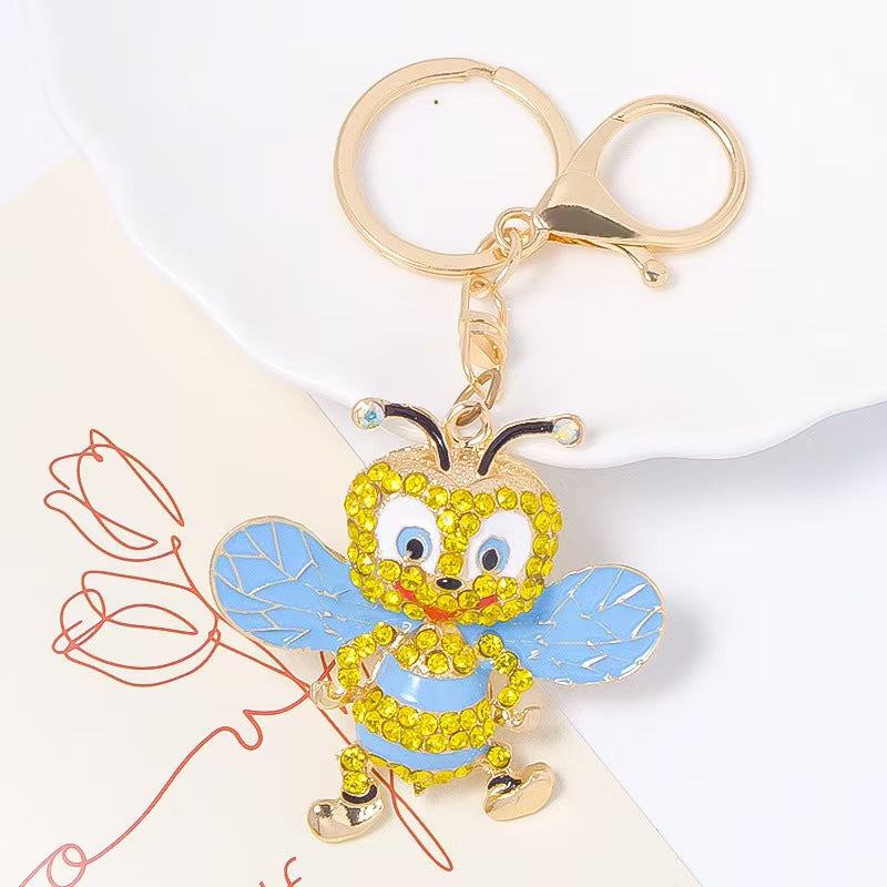 FS5330-57*57.5mm Metal Diamond-Embedded Cute Bee Keychain