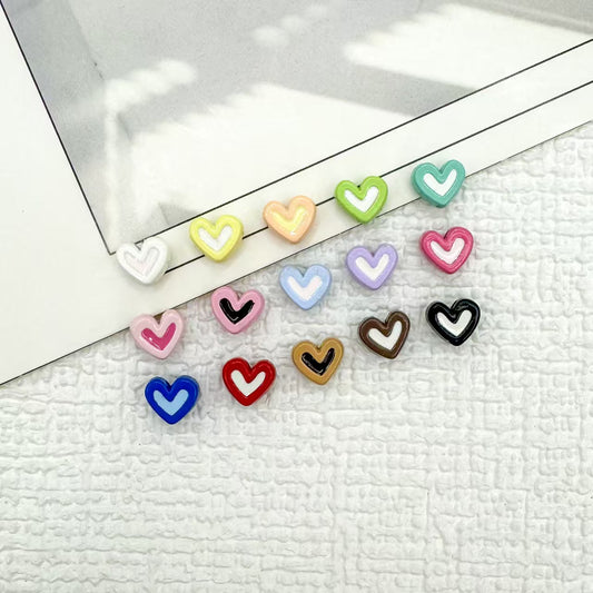 FS3592-7*8mm Alloy Oil-Dripping Two-Color Small Heart Metal Beads