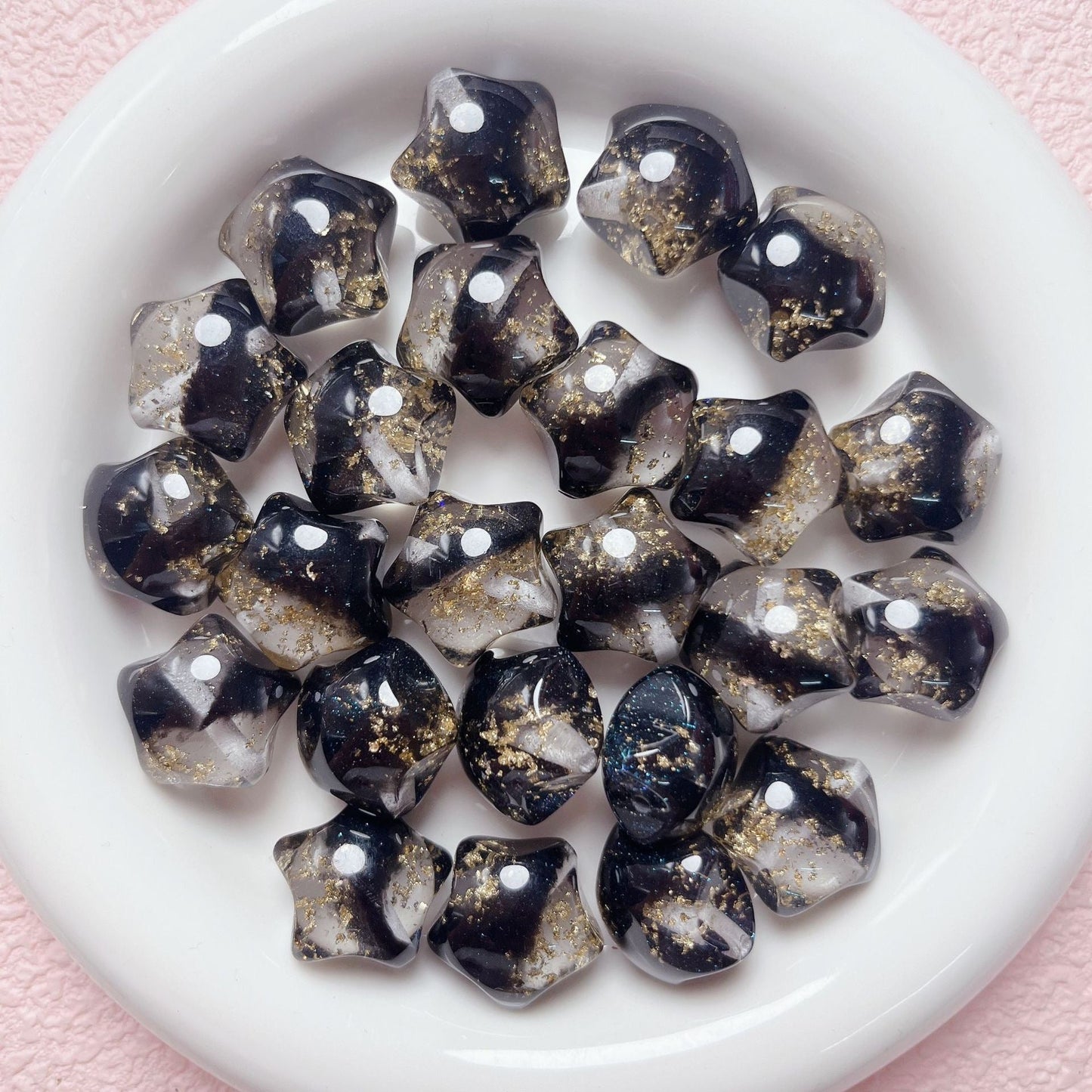 FS1699-20mm*19mm Gold Foil Resin Beads Fit For Beadable Pens