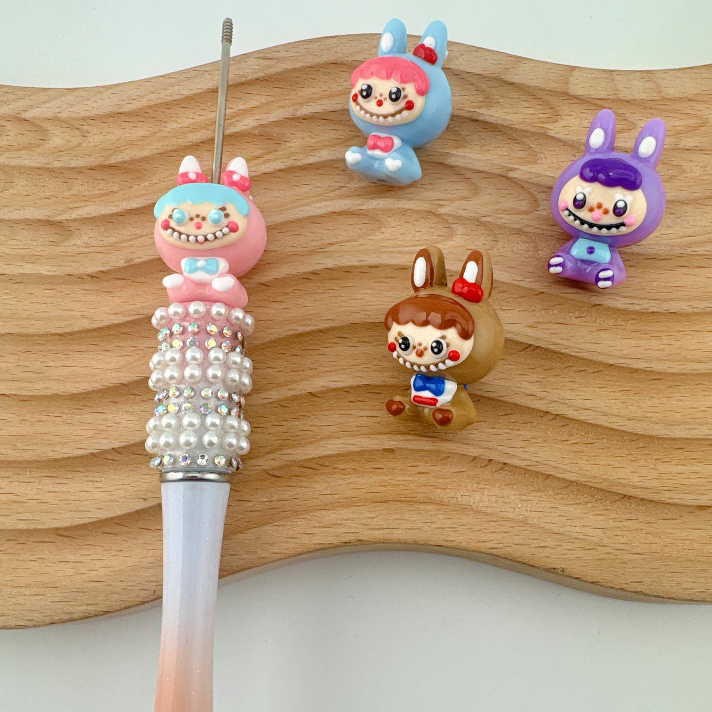 FS3044-5 Mixed Color 3D Labubu Hand Painted Acrylic Beads Fit For Beadable Pens