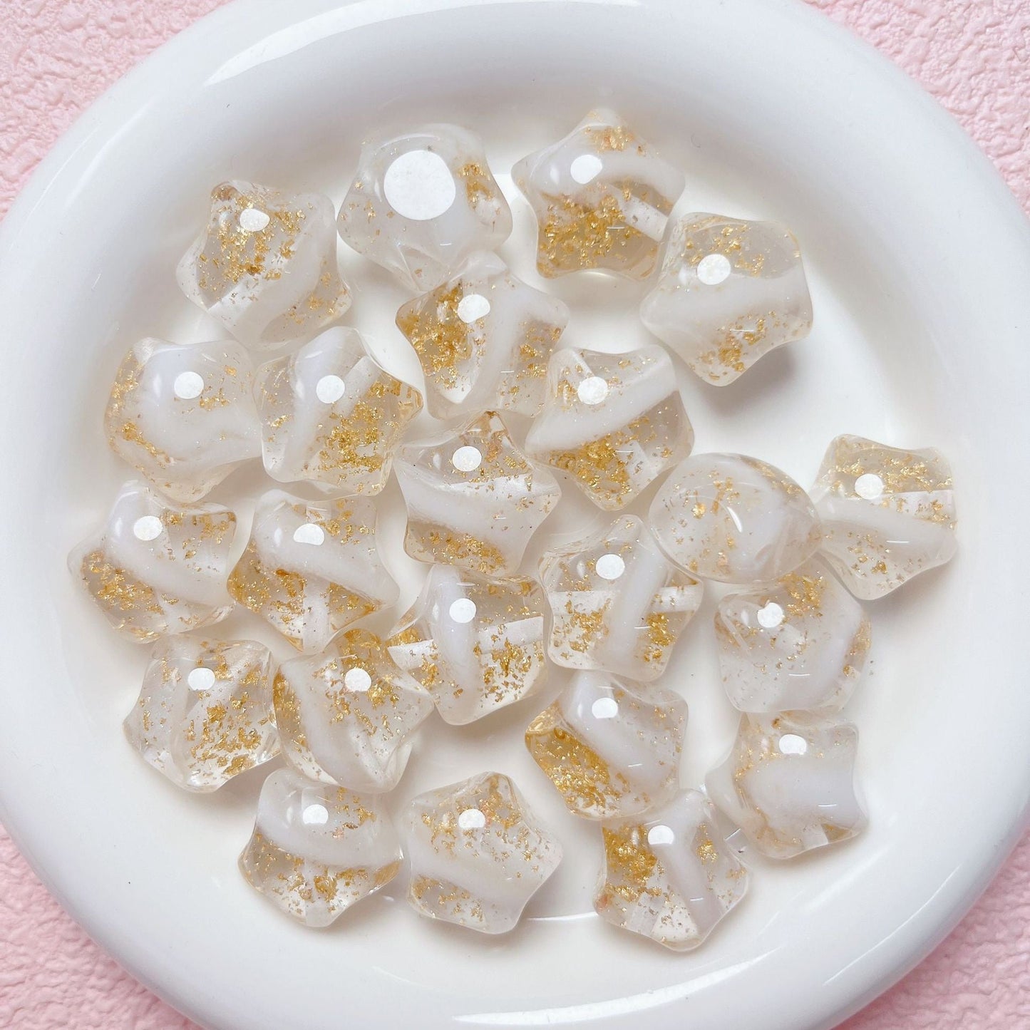 FS1699-20mm*19mm Gold Foil Resin Beads Fit For Beadable Pens