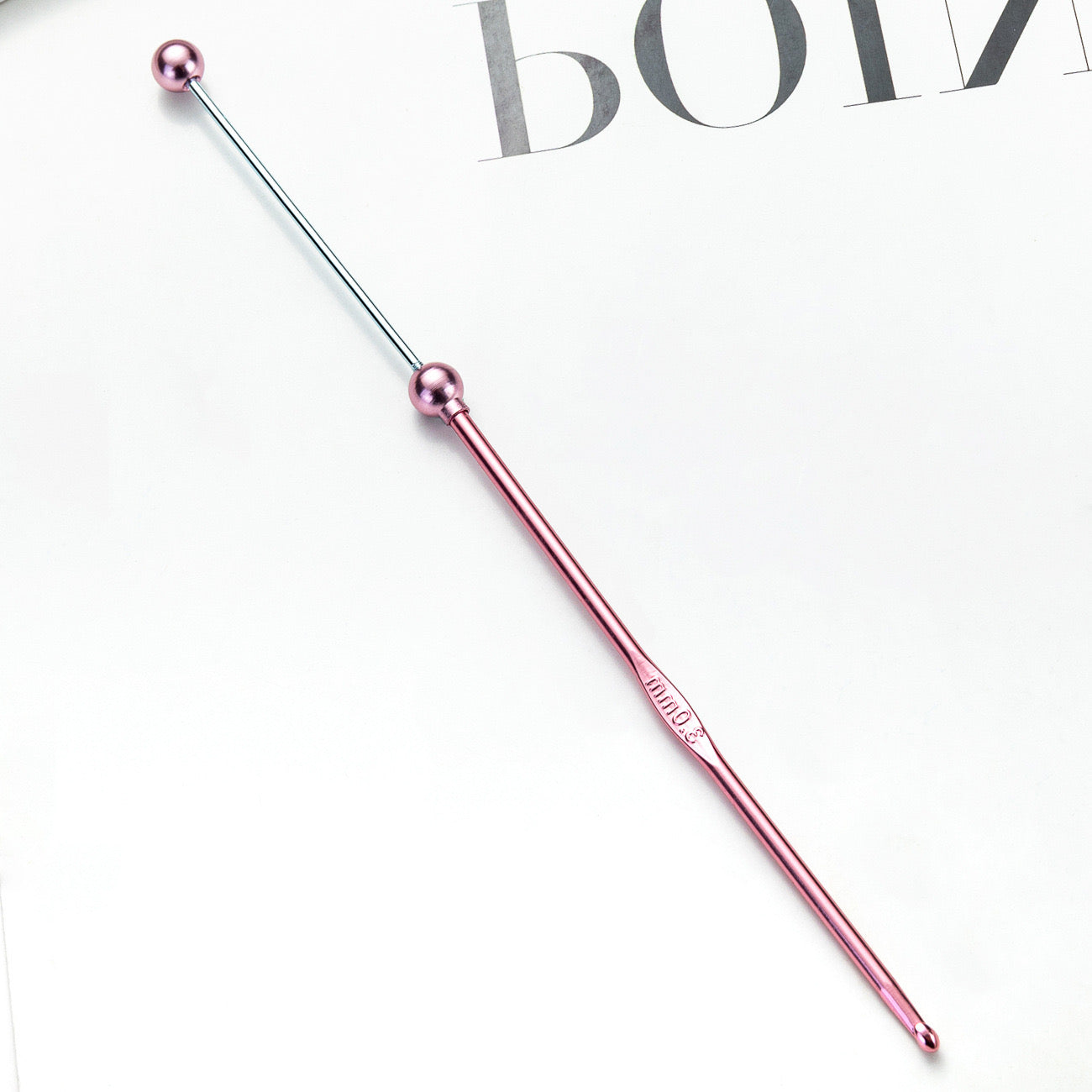 FS0276-3MM DIY Beadable Metal Crochet Hook Bearded Knitting Tool Needle in Solid Colors