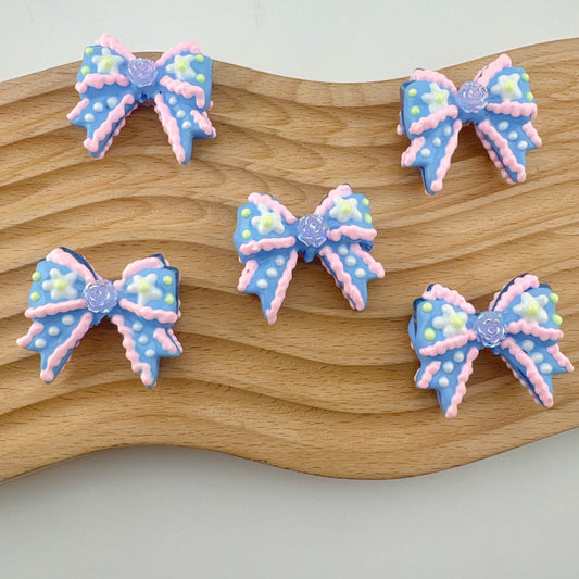 FS3040-7 Pieces Random Mixed Color Bow  Hand Painted Acrylic Beads Fit For Beadable Pens