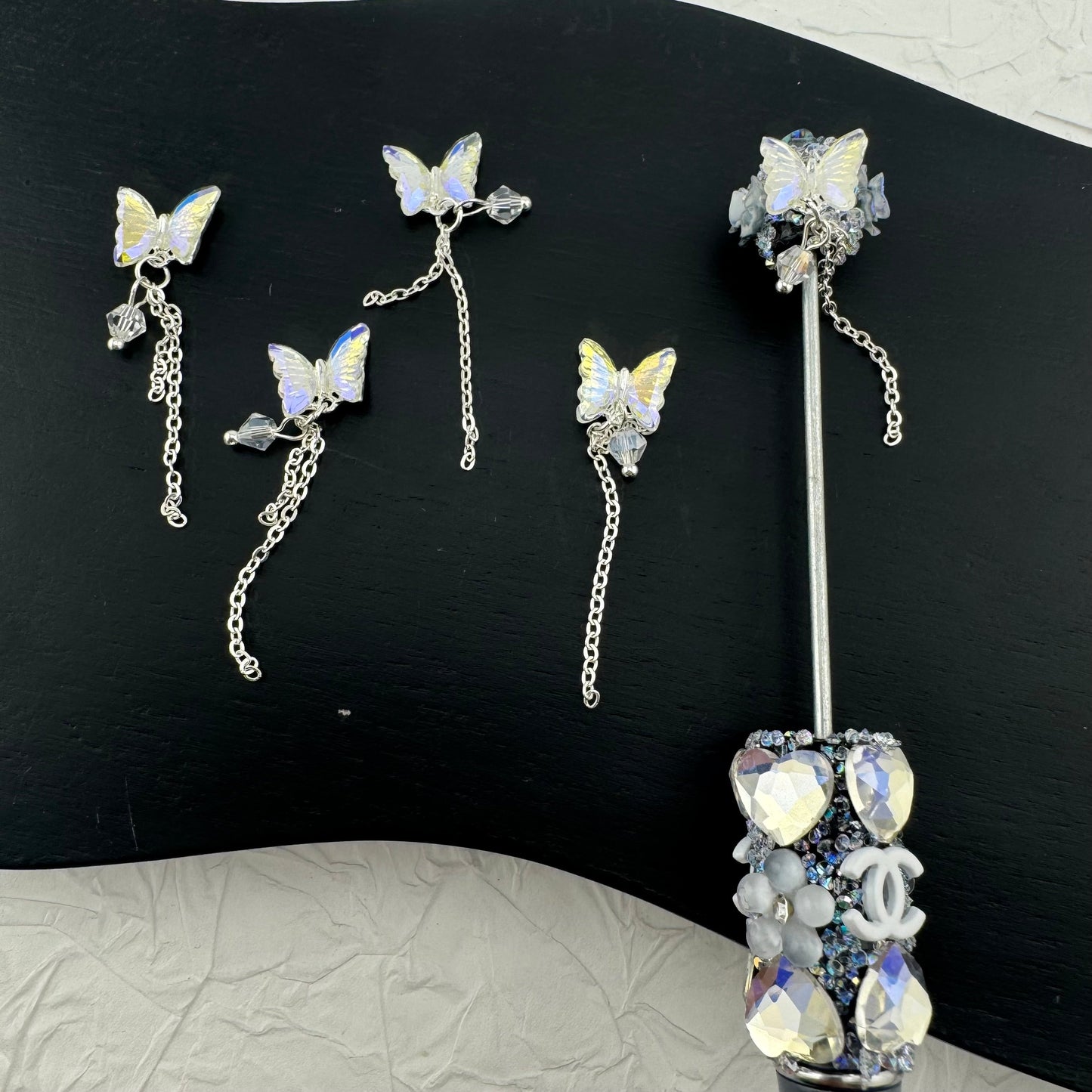 FS2732-1.2¡Á4.2cm AB Color Butterfly Nail Charms For Making Fancy Beads Or Fancy Pen