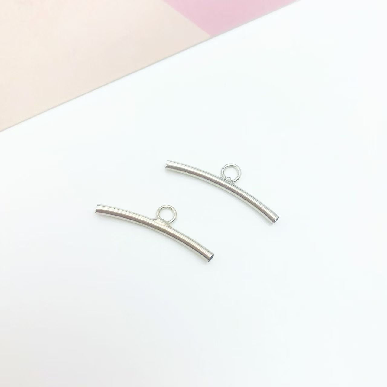FS4575- 2*20mm Silver Connector With Hook Silver Connector With Hanging Sleeve