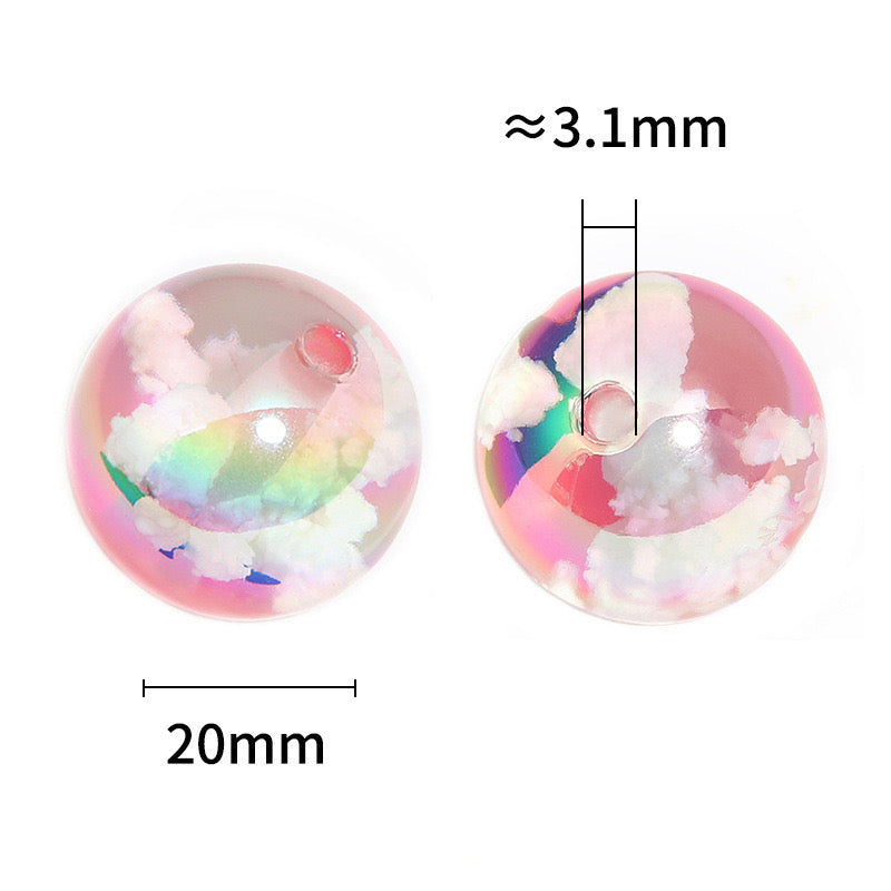 FS2403-20MM Shiny Glowing Cloud Resin Beads With Bird Inside Fit For Beadable Pens