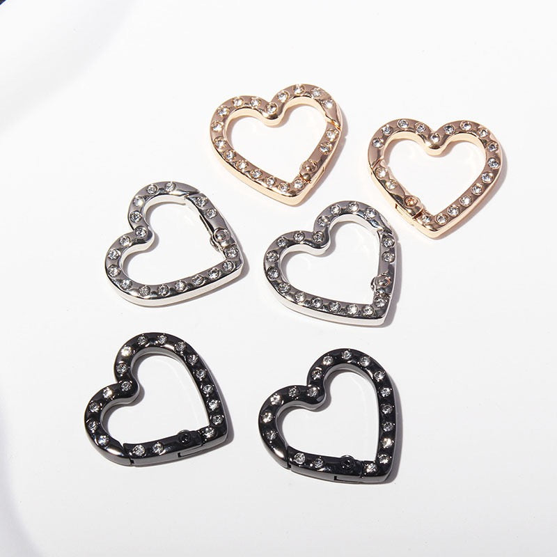 FS4624-2.5*2.6cm Double Side With Diamond Heart Metal Key Ring