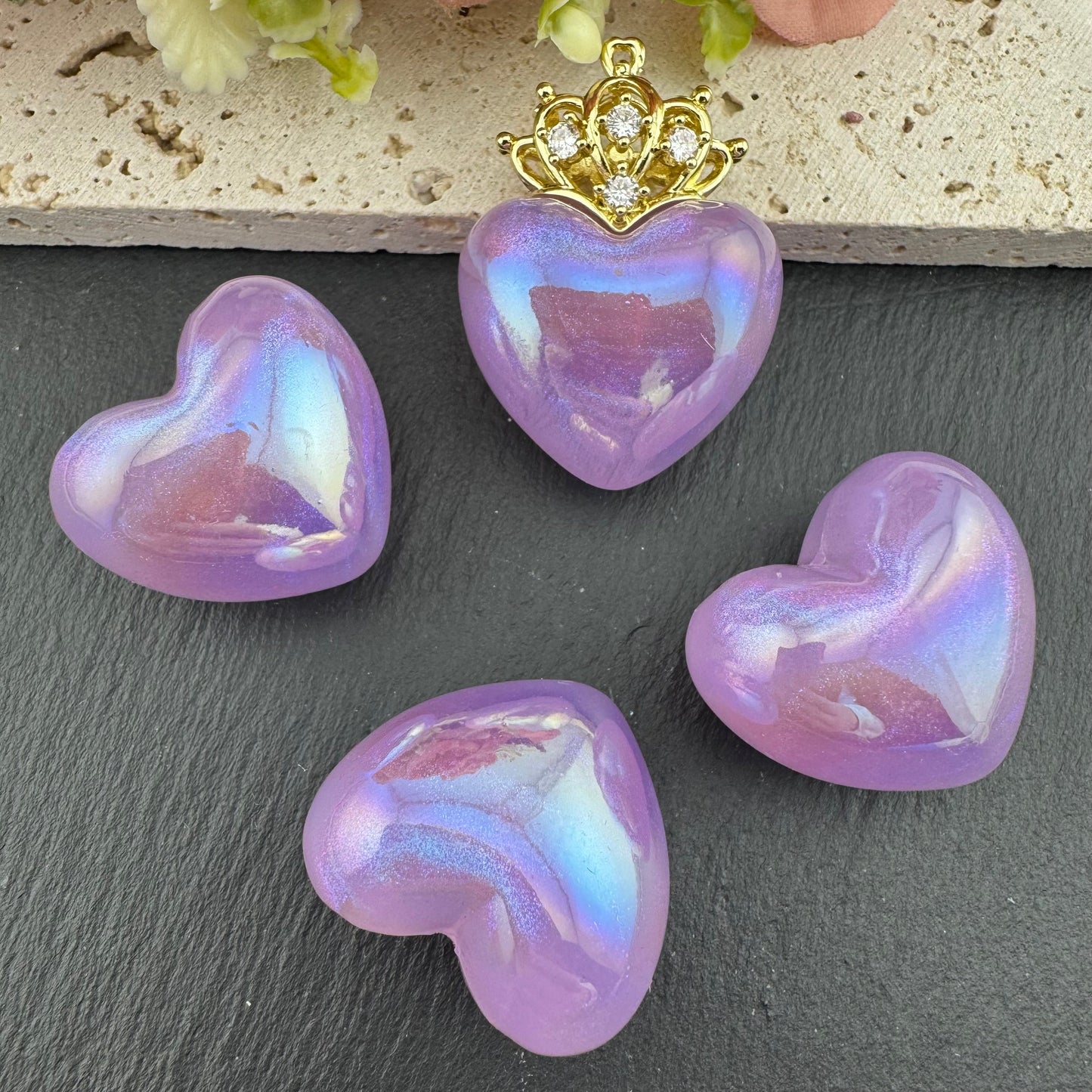 FS3431-17¡Á31mm Heart Shape Resin Beads (Half Hole) For Making Pendant