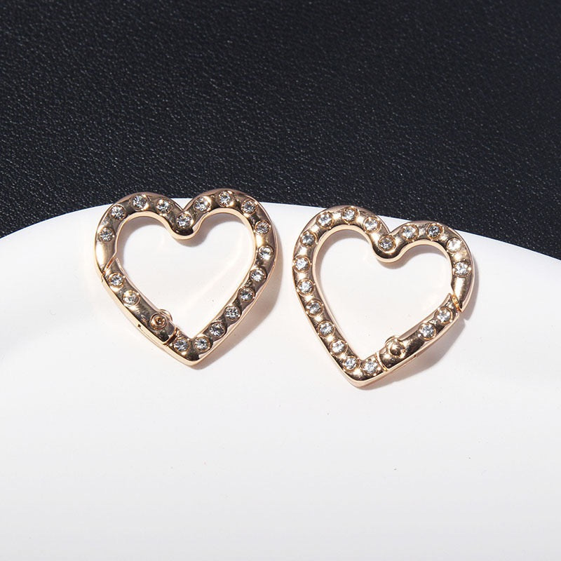 FS4624-2.5*2.6cm Double Side With Diamond Heart Metal Key Ring