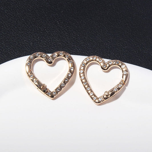 FS4624-2.5*2.6cm Double Side With Diamond Heart Metal Key Ring