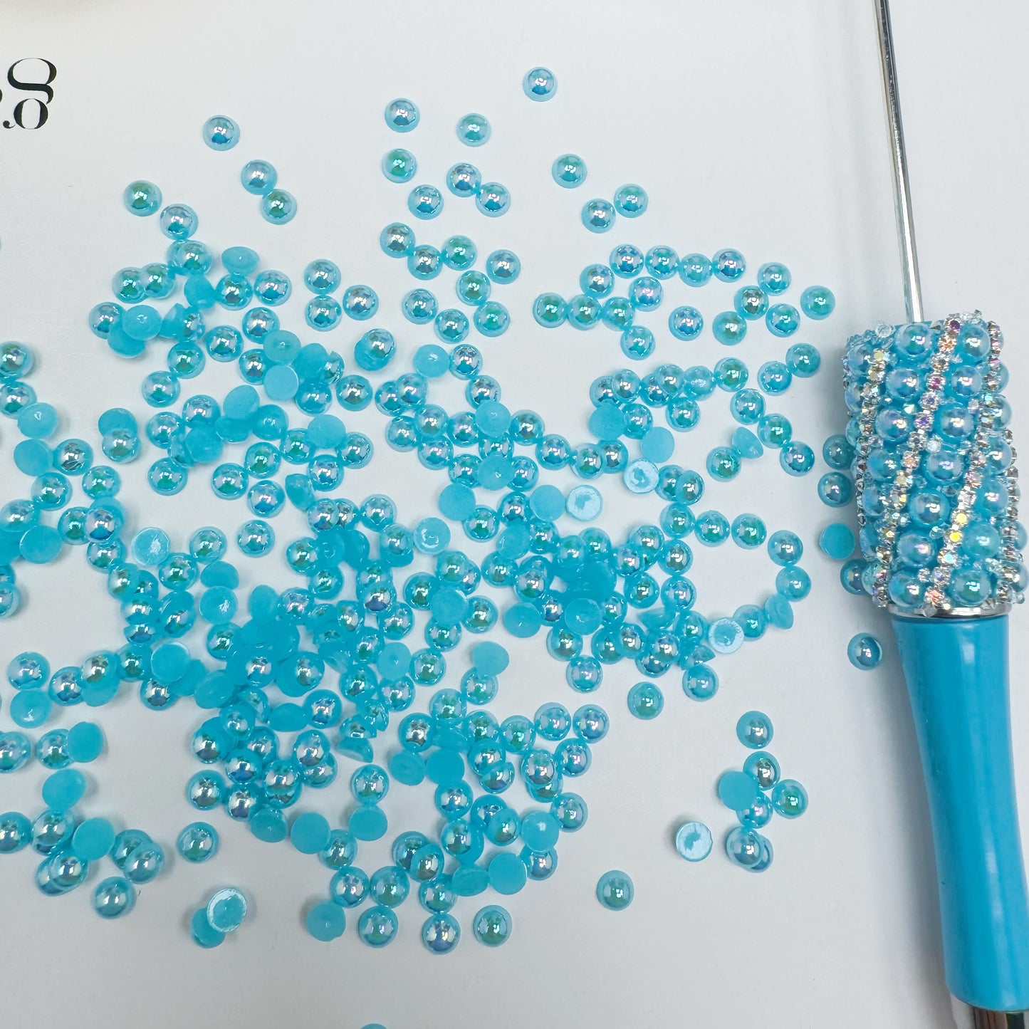FS3639-4mm AB Half Pearl Looking Half Acrylic Pearl Patch For Making Fancy Beads Or Fancy Pen