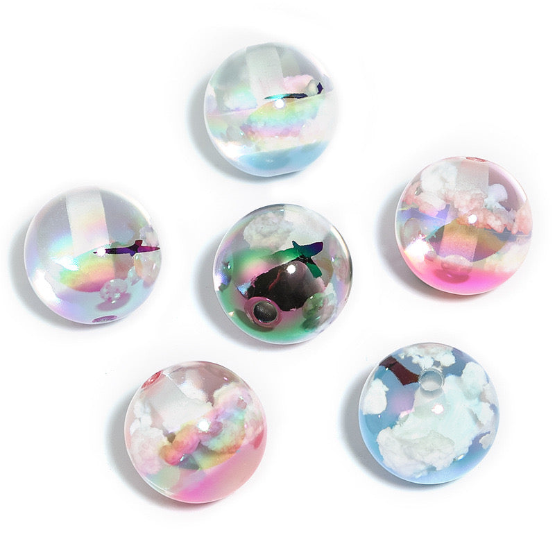 FS2403-20MM Shiny Glowing Cloud Resin Beads With Bird Inside Fit For Beadable Pens