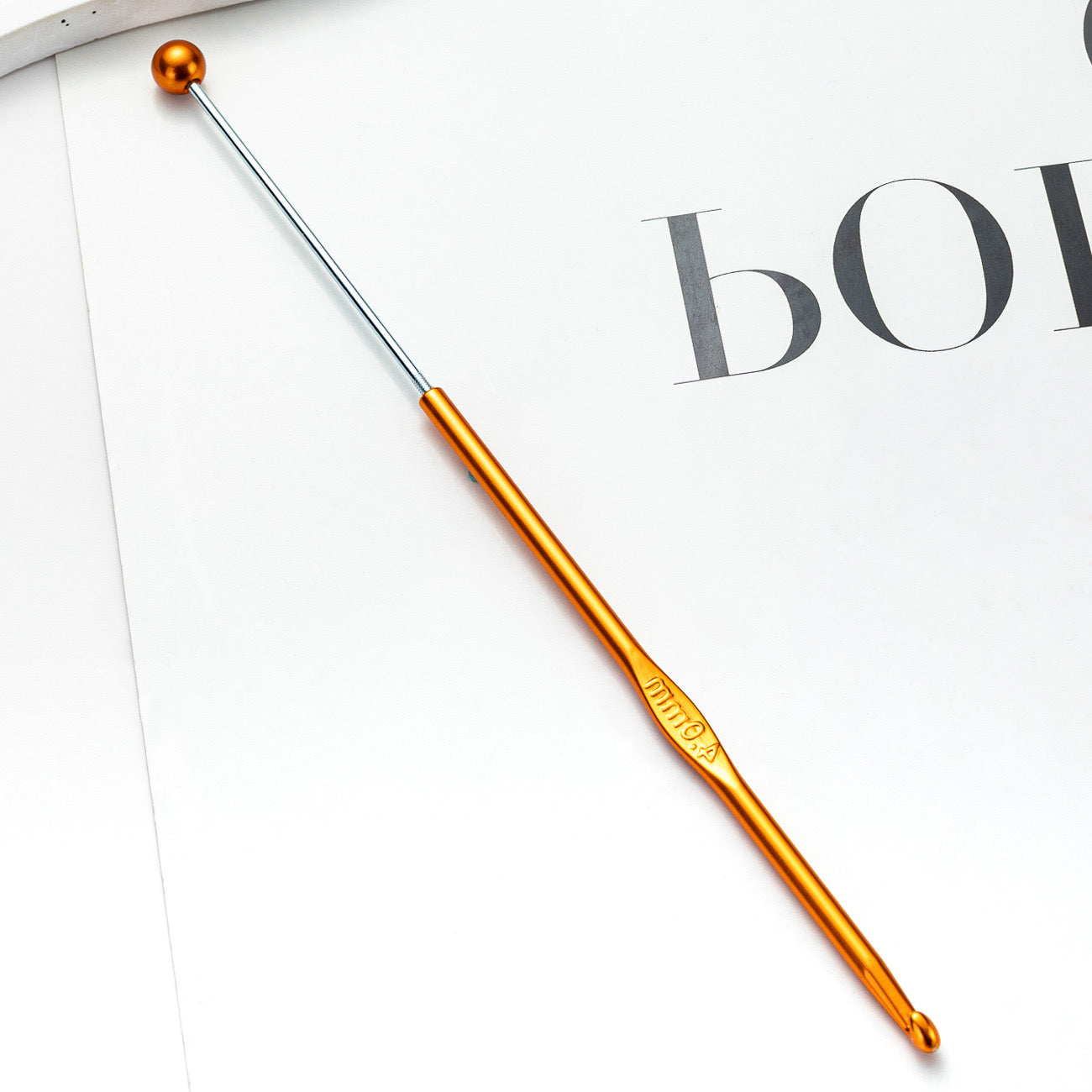 FS0276-3MM DIY Beadable Metal Crochet Hook Bearded Knitting Tool Needle in Solid Colors