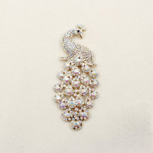 FS5323- Alloy Inlaid With Diamonds Colorful Peacock Metal Patch