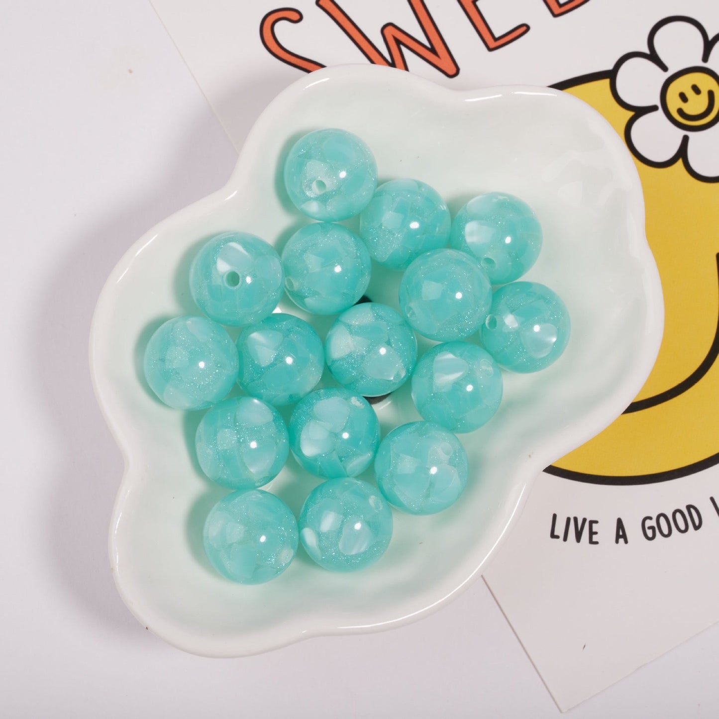 FS1935-Gliter Heart Resin Beads Fit For Beadable Pens